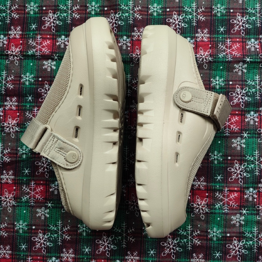UGG Girls Tan Mesh Slip-On Loafers with Hook Strap - Picture 2 of 6